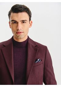 Pako Lorente - PAKO LORENTE – Bordowa marynarka z wełną i jedwabiem. Kolor: czerwony. Materiał: wełna, jedwab. Wzór: prążki #4