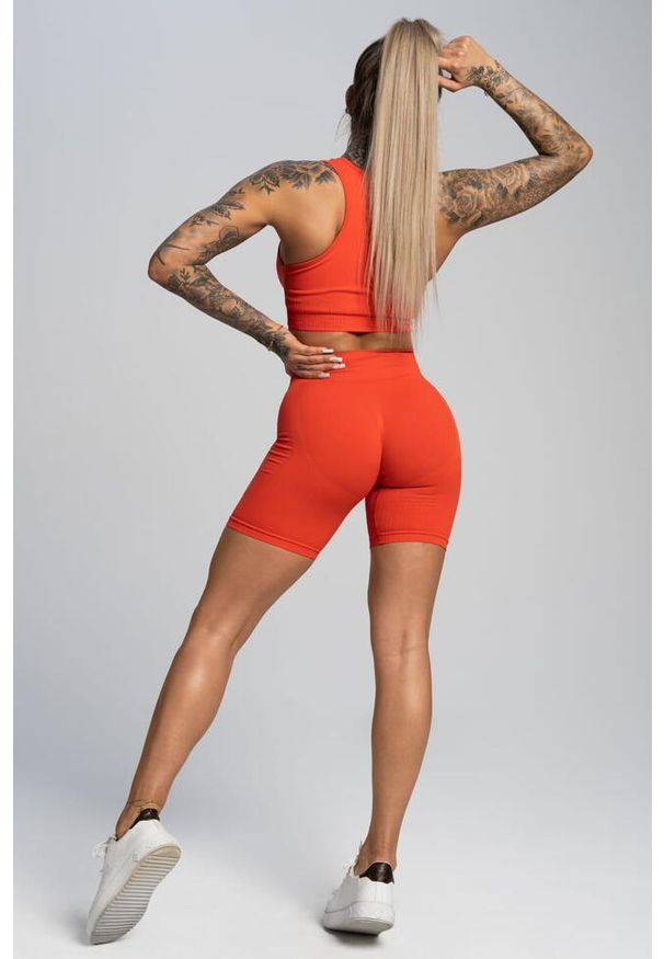 GYM GLAMOUR - Bikery fitness damskie Gym Glamour push up. Kolor: pomarańczowy. Sport: fitness