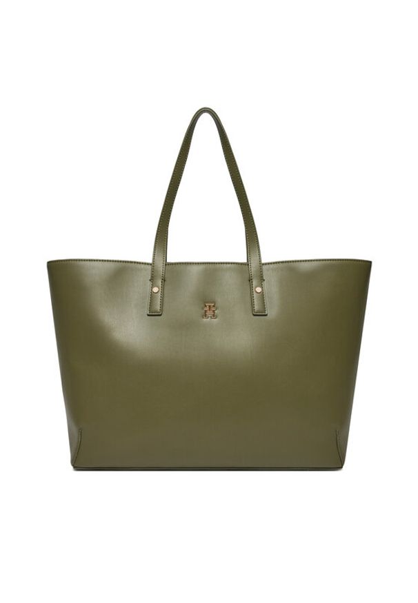 TOMMY HILFIGER - Tommy Hilfiger Torebka Th Chic Tote AW0AW16302 Zielony. Kolor: zielony. Materiał: skórzane