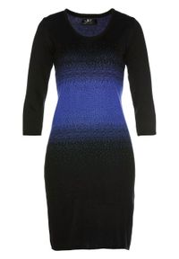 Sukienka dzianinowa bonprix szafirowo-czarny. Kolor: niebieski. Materiał: dzianina. Styl: elegancki #1