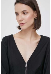 Calvin Klein Jeans sukienka kolor czarny mini prosta. Kolor: czarny. Materiał: tkanina, materiał, wiskoza. Długość rękawa: długi rękaw. Typ sukienki: proste. Długość: mini #4
