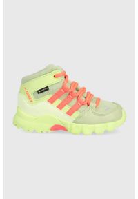 adidas TERREX buty dziecięce Mid GTX I. Nosek buta: okrągły. Zapięcie: sznurówki. Kolor: zielony. Materiał: guma. Technologia: Gore-Tex. Model: Adidas Terrex #1