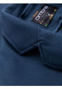Ombre Clothing - Marynarka męska SLIM z dzianiny o subtelnej strukturze – ciemnoniebieska V6 - Rozmiar: M. Okazja: do pracy. Kolor: niebieski. Materiał: dzianina. Wzór: kolorowy. Styl: klasyczny #6