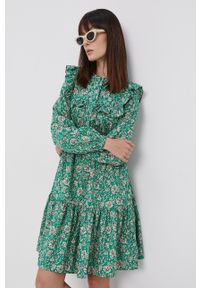 Vero Moda Sukienka bawełniana kolor zielony mini rozkloszowana. Kolor: zielony. Materiał: bawełna. Typ sukienki: rozkloszowane. Długość: mini #5
