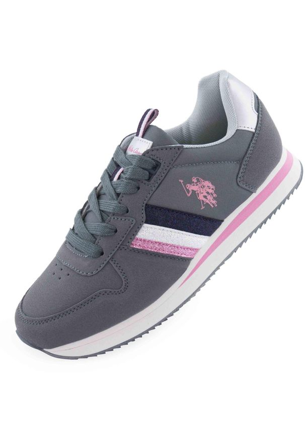 Eleganckie Szare Trampki U.S. Polo Assn. dla Kobiet w Rozmiarze 38. Kolor: szary. Materiał: skóra ekologiczna. Sport: turystyka piesza