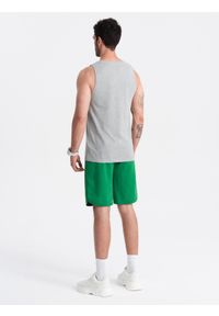 Ombre Clothing - Męska bawełniana koszulka tank top BASIC – szary melanż V2 - Rozmiar: L. Okazja: na co dzień. Kolor: szary. Materiał: bawełna. Długość rękawa: na ramiączkach. Wzór: melanż. Sezon: lato. Styl: sportowy, casual, elegancki #8