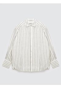 Big-Star - Lniana koszula damska w prążek biała Lamena 100. Okazja: na spotkanie biznesowe, na co dzień. Kolor: biały. Materiał: len. Wzór: prążki. Sezon: wiosna, lato. Styl: biznesowy, klasyczny, casual #7