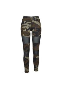 Urban Classics - Damskie Legginsy Techniczne Camo Mesh. Kolor: brązowy, zielony, wielokolorowy. Materiał: mesh