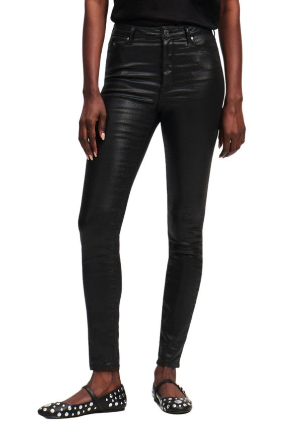 Karl Lagerfeld - KARL LAGERFELD Czarne damskie spodnie Coated Skinny Denim Pants, Rozmiar 26. Kolor: czarny. Styl: elegancki