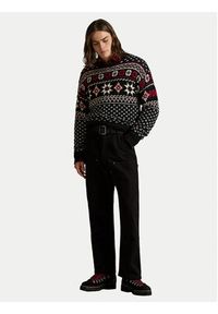 Polo Ralph Lauren Sweter 710982258001 Czarny Regular Fit. Typ kołnierza: polo. Kolor: czarny. Materiał: bawełna #8