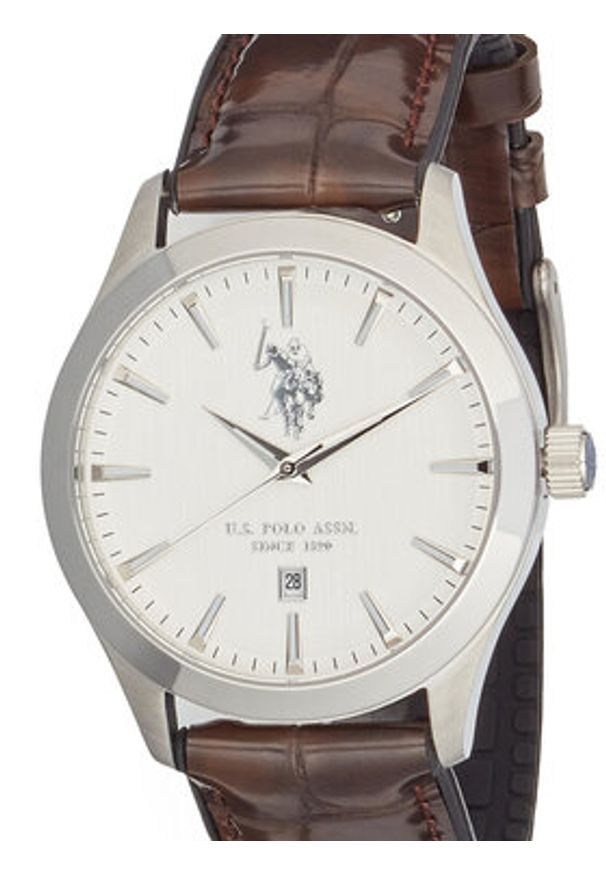 U.S. Polo Assn. Zegarek Yale USP7369WH Brązowy. Kolor: brązowy. Materiał: skóra