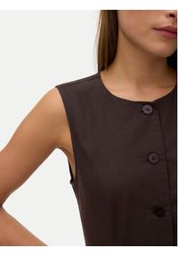 Vero Moda Kamizelka Selma 10345675 Brązowy Regular Fit. Kolor: brązowy. Materiał: bawełna #4