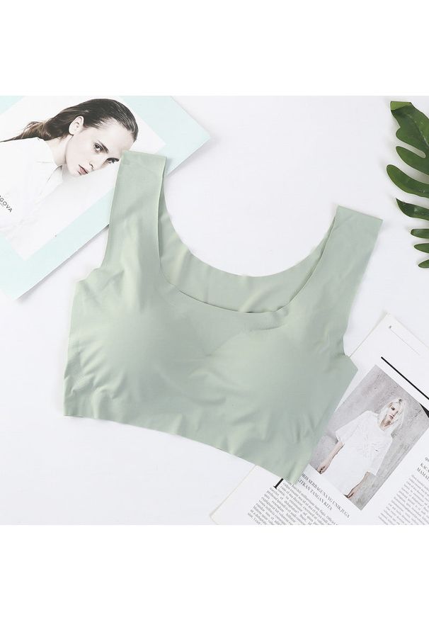 Intica - Biustonosz bezszwowy push-up z usztywnieniem Haruko. Kolor: zielony. Materiał: materiał. Rodzaj stanika: push-up