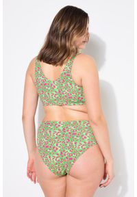 ULLA POPKEN - Damski Top od bikini miękkie miseczki wzór w panterkę. Kolekcja: plus size. Kolor: zielony. Materiał: elastan, poliamid, materiał. Wzór: motyw zwierzęcy