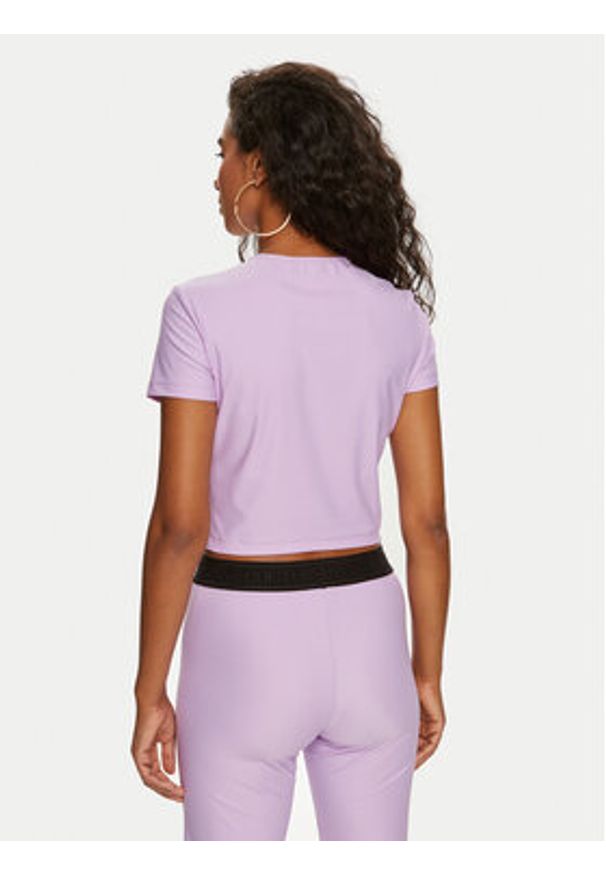 Versace Jeans Couture T-Shirt 76HAH602 Fioletowy Slim Fit. Kolor: fioletowy. Materiał: syntetyk