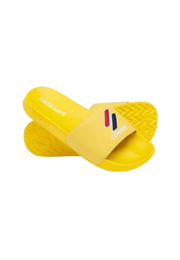 Klapki basenowe damskie Superdry Patch Pool Slide. Kolor: żółty