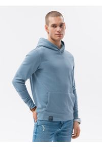 Ombre Clothing - Bluza męska z kapturem B1079 - błękitna - XXL. Typ kołnierza: kaptur. Kolor: niebieski. Materiał: bawełna, poliester #12