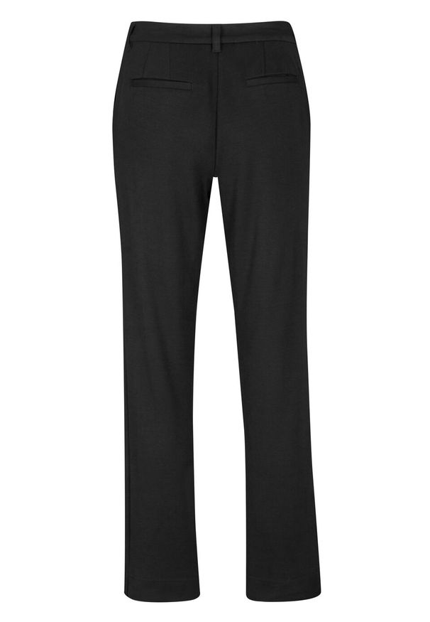 Spodnie slacks ze stretchem Straight Fit bonprix czarny. Kolor: czarny. Materiał: materiał. Długość: krótkie