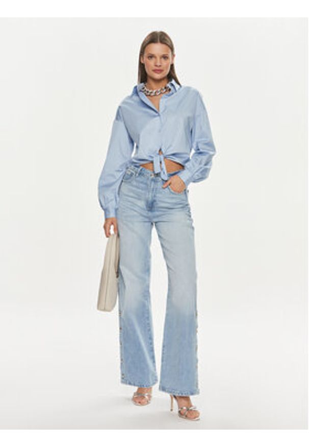 Guess Koszula W4RH59 WE2Q0 Niebieski Slim Fit. Kolor: niebieski. Materiał: bawełna