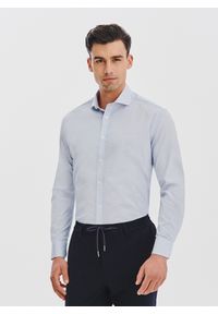 Pako Lorente - PAKO LORENTE - Koszula z niebieskim wzorem geometrycznym. Kolor: niebieski. Materiał: bawełna, elastan. Długość rękawa: długi rękaw. Długość: długie. Wzór: geometria #1