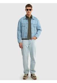 Big-Star - Koszulka męska polo khaki Harrison 303. Typ kołnierza: polo. Kolor: zielony. Materiał: jeans, materiał. Wzór: haft #6