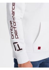 Ombre Clothing - Bluza męska z kapturem trzykolorowa - biała V1 OM-SSNZ-22FW-014 - XXL. Typ kołnierza: kaptur. Kolor: biały. Materiał: bawełna, poliester #5