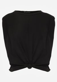 Renee - Czarny Wiązany Top Oversize z Bawełny Bez Rękawów z Poduszkami w Ramionach Othrassa. Okazja: na co dzień, na randkę. Kolor: czarny. Materiał: bawełna. Długość rękawa: bez rękawów. Długość: krótkie. Styl: casual #4