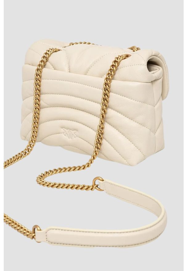 Pinko - PINKO Biała torebka Love Puff Mini CL. Kolor: biały. Materiał: skórzane, pikowane. Styl: elegancki
