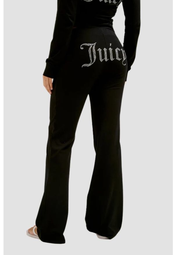 Juicy Couture - JUICY COUTURE Czarne spodnie dresowe Single Jersey Apollo Low Rise. Kolor: czarny. Materiał: dresówka, jersey