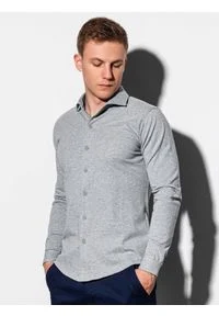 Ombre Clothing - Koszula męska z długim rękawem K540 - szara - XL. Kolor: szary. Materiał: tkanina, materiał, bawełna. Długość rękawa: długi rękaw. Długość: długie #5