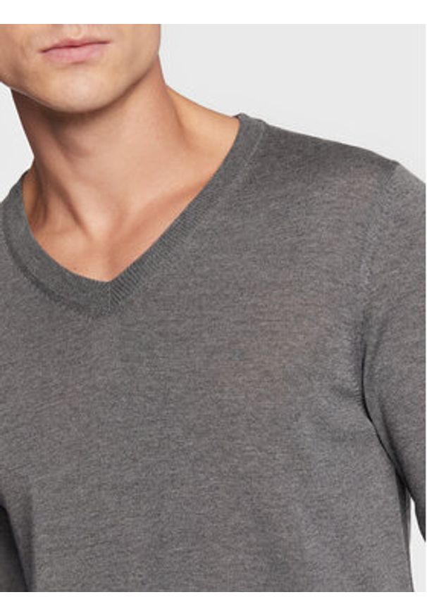 BOSS - Boss Sweter Melba-P 50468261 Szary Slim Fit. Kolor: szary. Materiał: wełna