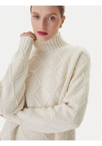 Elisabetta Franchi Sweter MK-55T-57E2 Biały Regular Fit. Kolor: biały. Materiał: wełna #4