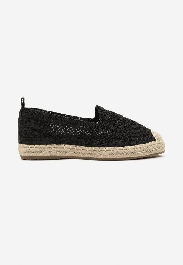 Born2be - Czarne Szydełkowe Espadryle Vices na Podeszwie z Plecionki Jelseli. Okazja: na co dzień. Kolor: czarny. Styl: elegancki, klasyczny, casual