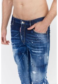 DSQUARED2 Niebieskie jeansy męskie Skater jean. Kolor: niebieski. Wzór: aplikacja