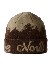 Czapka The North Face Cabin Mountainscape 0A887V9GI1 - brązowa. Kolor: brązowy. Materiał: poliester, elastan. Wzór: napisy. Styl: klasyczny, casual, vintage