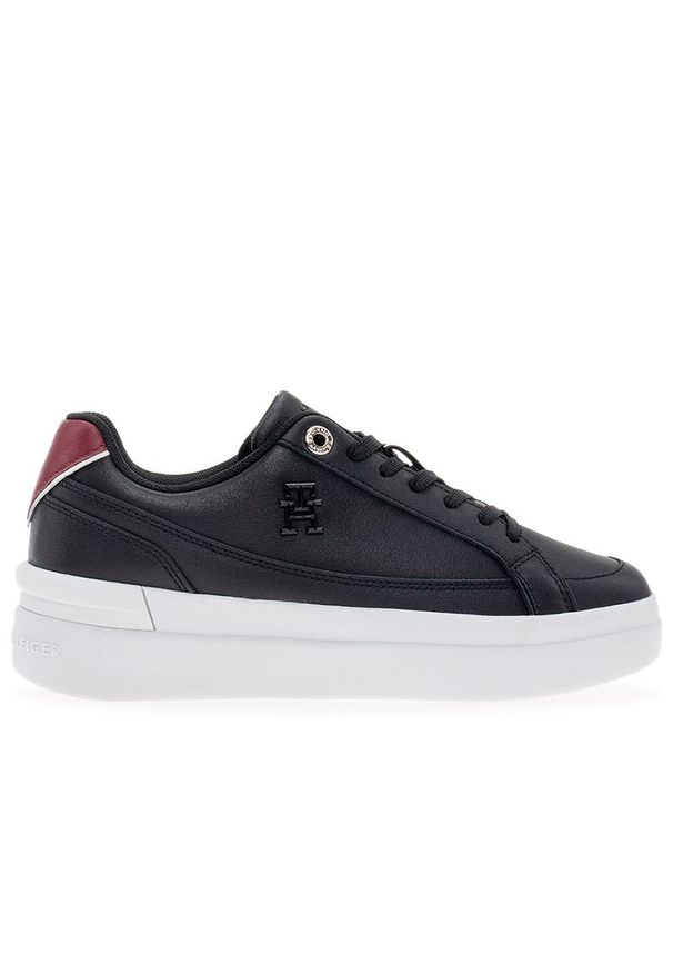 TOMMY HILFIGER - Buty Tommy Hilfiger Elevated Court Sneaker FW0FW07568-BDS - czarne. Zapięcie: sznurówki. Kolor: czarny. Materiał: guma, skóra. Szerokość cholewki: normalna. Wzór: gładki