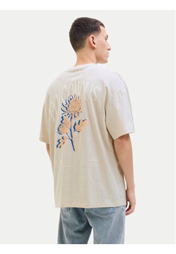 Jack & Jones T-Shirt Charge 12269384 Beżowy Relaxed Fit. Kolor: beżowy. Materiał: bawełna