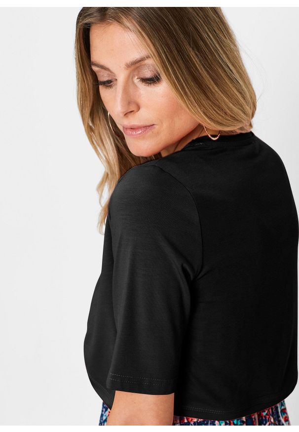 bonprix - Bolerko T-shirtowe. Kolor: czarny, niebieski. Materiał: materiał. Styl: klasyczny