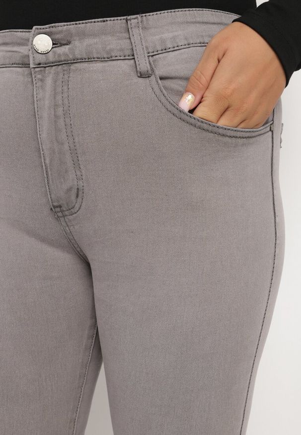 Born2be - Ciemnoszare Jeansy Skinny z Wysokim Stanem Nevettas. Stan: podwyższony. Kolor: szary. Długość: długie. Styl: klasyczny, elegancki