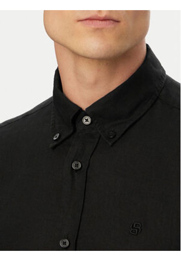 BOSS Koszula H-Liam 50556077 Czarny Regular Fit. Kolor: czarny. Materiał: len