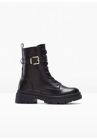 bonprix - Botki sznurowane ze sprzączką. Zapięcie: sprzączka. Kolor: czarny #1
