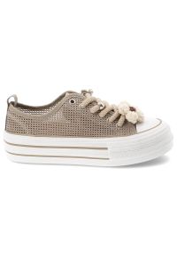 Sneakersy damskie Filippo, cholewka z materiału tekstylnego siateczkowego wiązanie z przodu na solidnej podeszwie, beżowe, DTN7855/26. Kolor: beżowy. Materiał: materiał. Szerokość cholewki: normalna #2