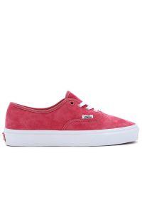 Buty Vans Authentic VN0009PVZLD1 - czerwone. Okazja: na co dzień. Kolor: czerwony. Materiał: guma, zamsz. Szerokość cholewki: normalna. Sezon: lato. Model: Vans Authentic