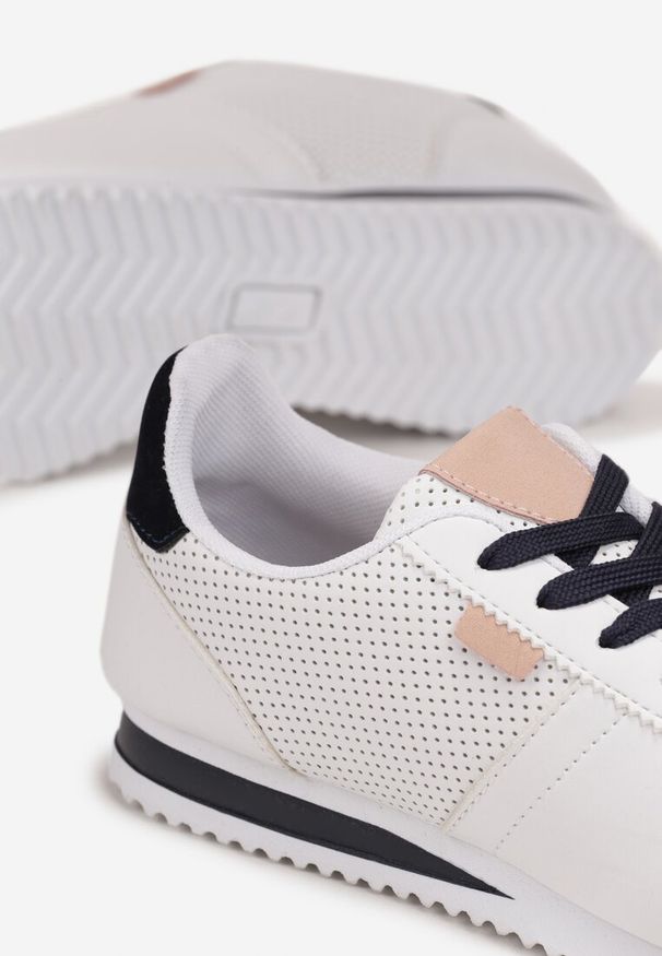 Renee - Biało Różowe Sneakersy z Przeszyciami Phyrise. Kolor: biały