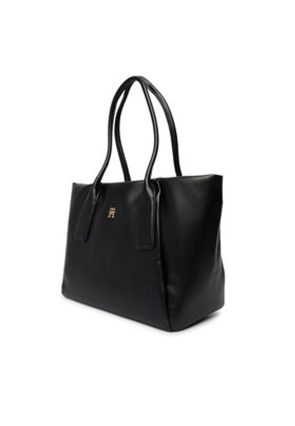TOMMY HILFIGER - Tommy Hilfiger Torebka Th Essential Tote AW0AW18374 Czarny. Kolor: czarny. Materiał: skórzane