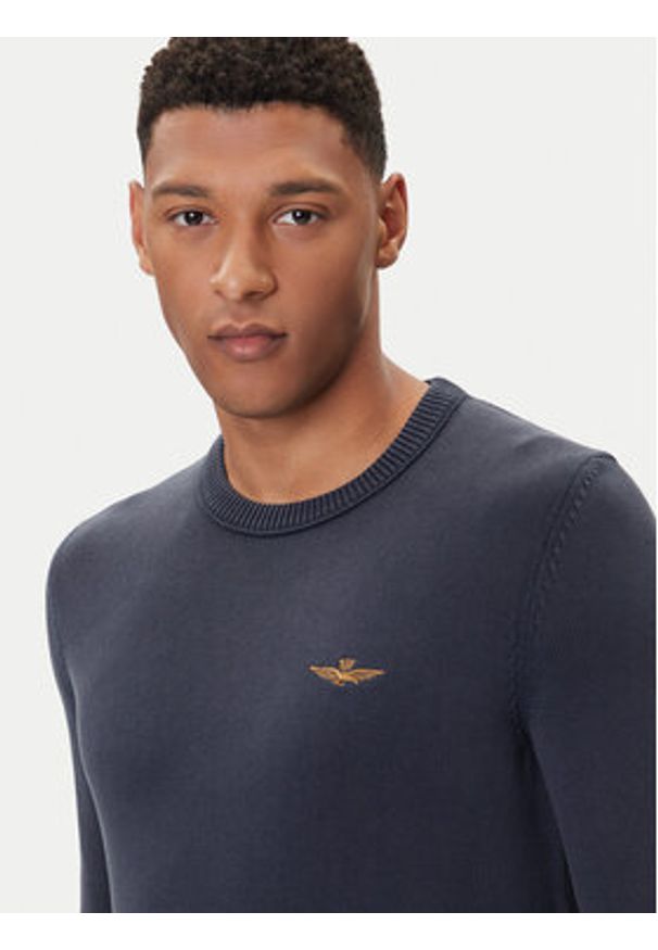 Aeronautica Militare Sweter 252MA1610UL00556 Granatowy Regular Fit. Kolor: niebieski. Materiał: bawełna