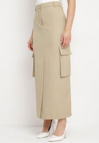 Born2be - Beżowa Spódnica w Stylu Utility z Kieszeniami i Rozcięciem na Przodzie Temari. Okazja: na co dzień. Stan: podwyższony. Kolor: beżowy. Styl: elegancki, casual #7