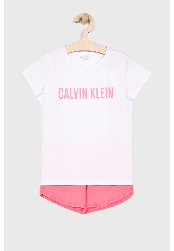 Calvin Klein Underwear - Piżama dziecięca 104-176 cm. Kolor: różowy. Materiał: bawełna, materiał, dzianina, elastan. Wzór: nadruk