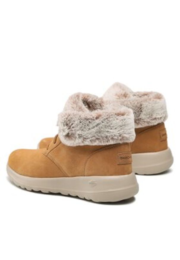 skechers - Skechers Botki Plush Dreams 144042/CSNT Brązowy. Kolor: brązowy. Materiał: zamsz, skóra