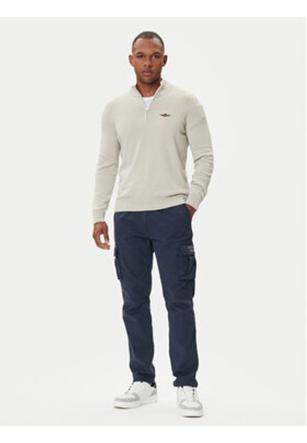 Aeronautica Militare Sweter 252MA1578UL00506 Beżowy Regular Fit. Kolor: beżowy. Materiał: bawełna